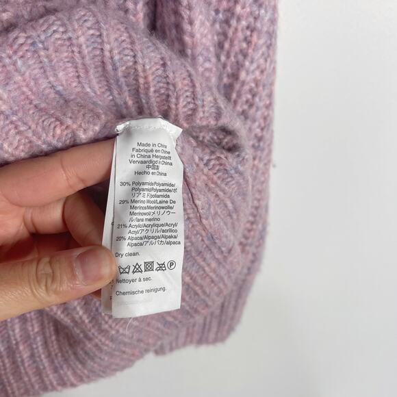 New J Crew Womens XS Purple Pink Alpaca Blend Turtleneck Sweater Shoulder Button - Picture 7 of 9